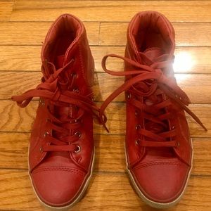 Red high top sneakers
